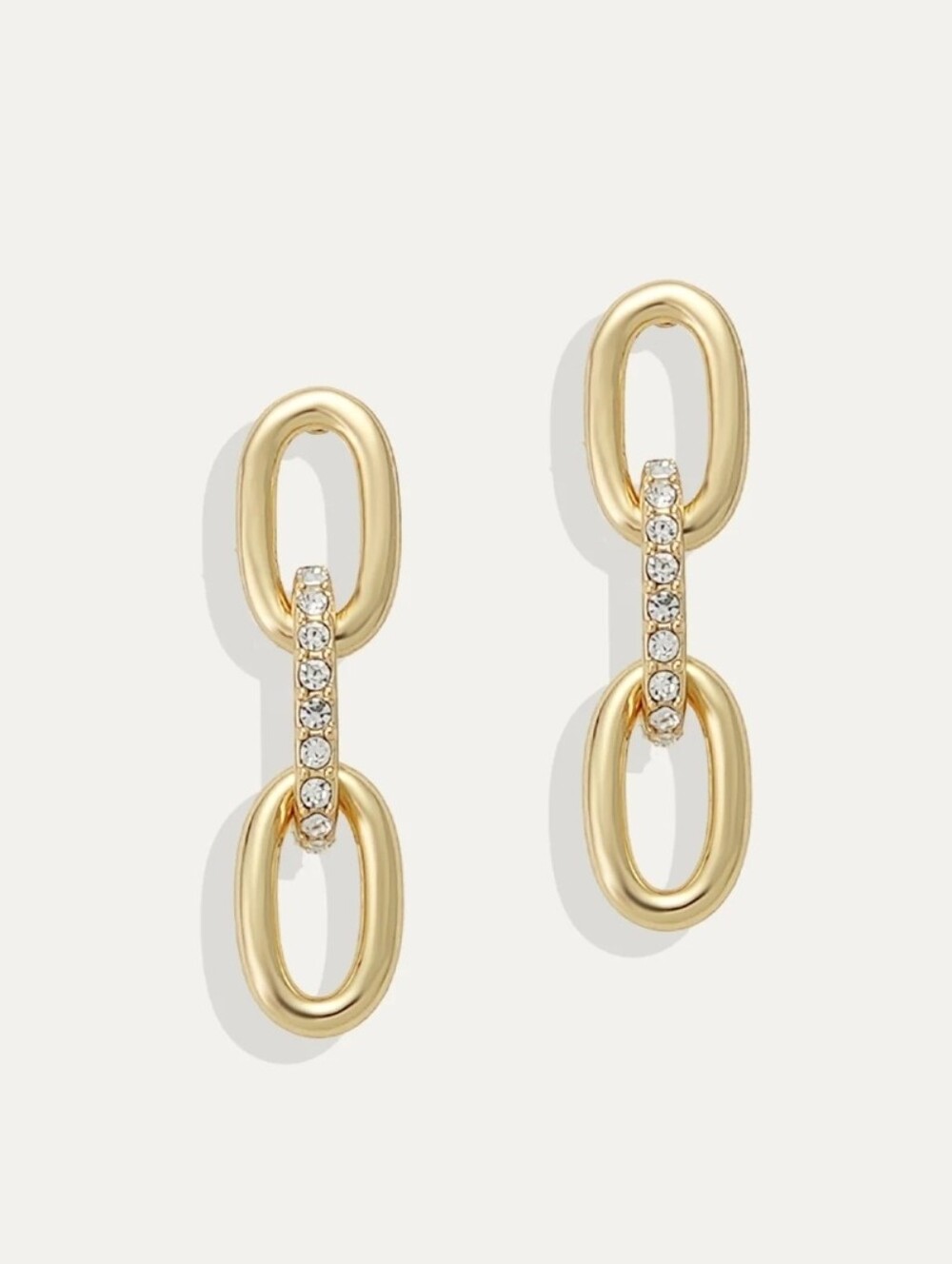 Stella & Dot Gold Link Drop Earrings with Crystal Bars